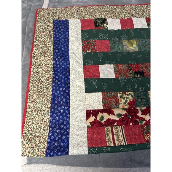 HANDMADE Christmas Vintage LAP Quilt Throw 62”x40” WALLHANGING‎ Patchwork - Picture 4 of 8